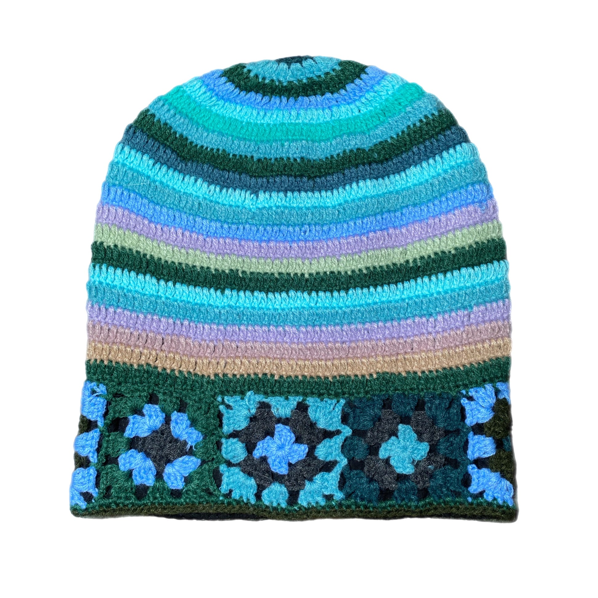 PANACHE Crochet Beanie Knit Hat Turquoise Blue & Green - East Coast Bella LLC