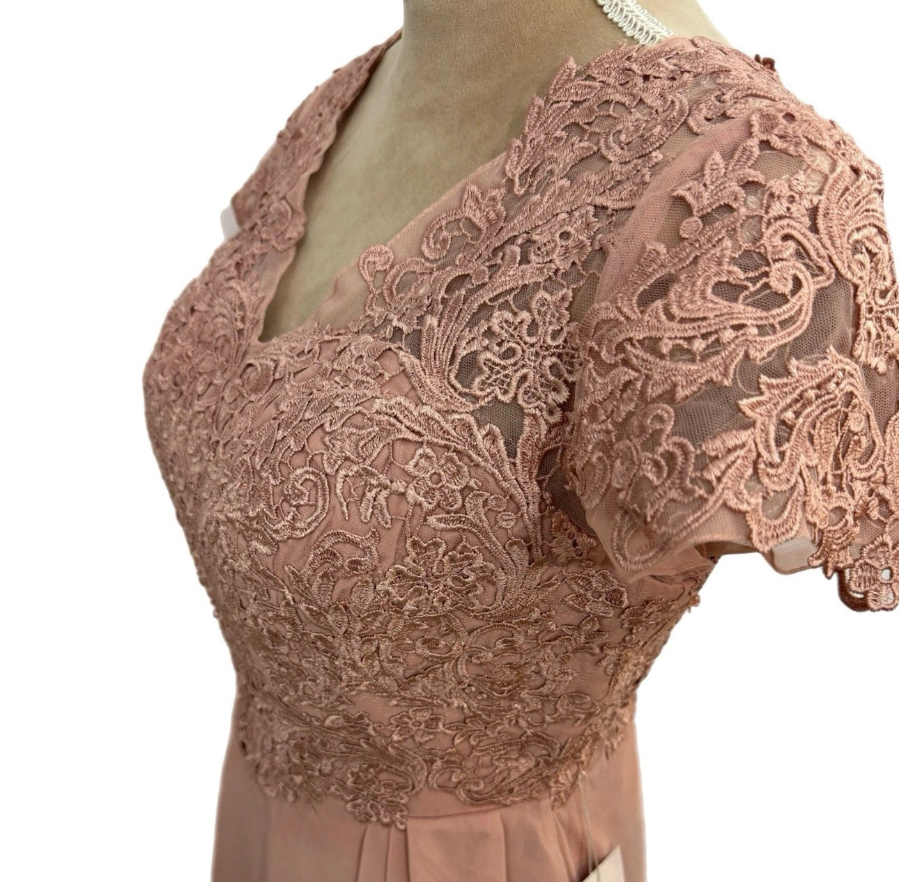 EAST COAST BELLA Mother Of The Bride Dress Chiffon Lace Pink Midi V Neck