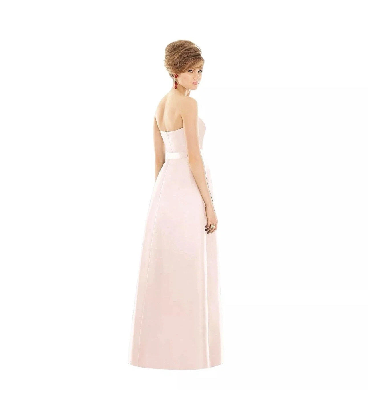 Alfred Sung D755S Strapless Sweetheart Satin Gown Formal Dress Blush Pink