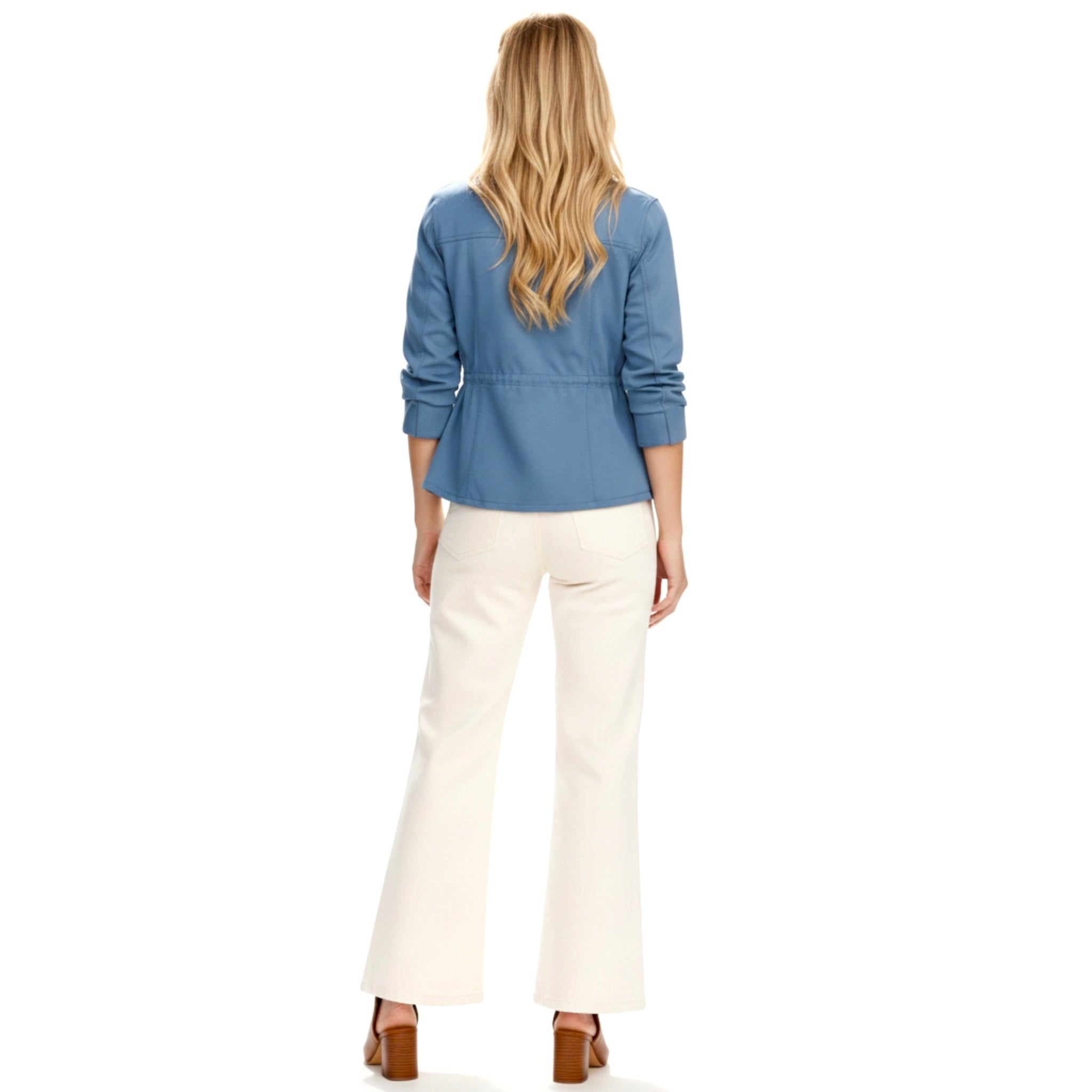 MARKET & SPRUCE Amado Cargo Jacket Preppy Button Up in Coronet Blue