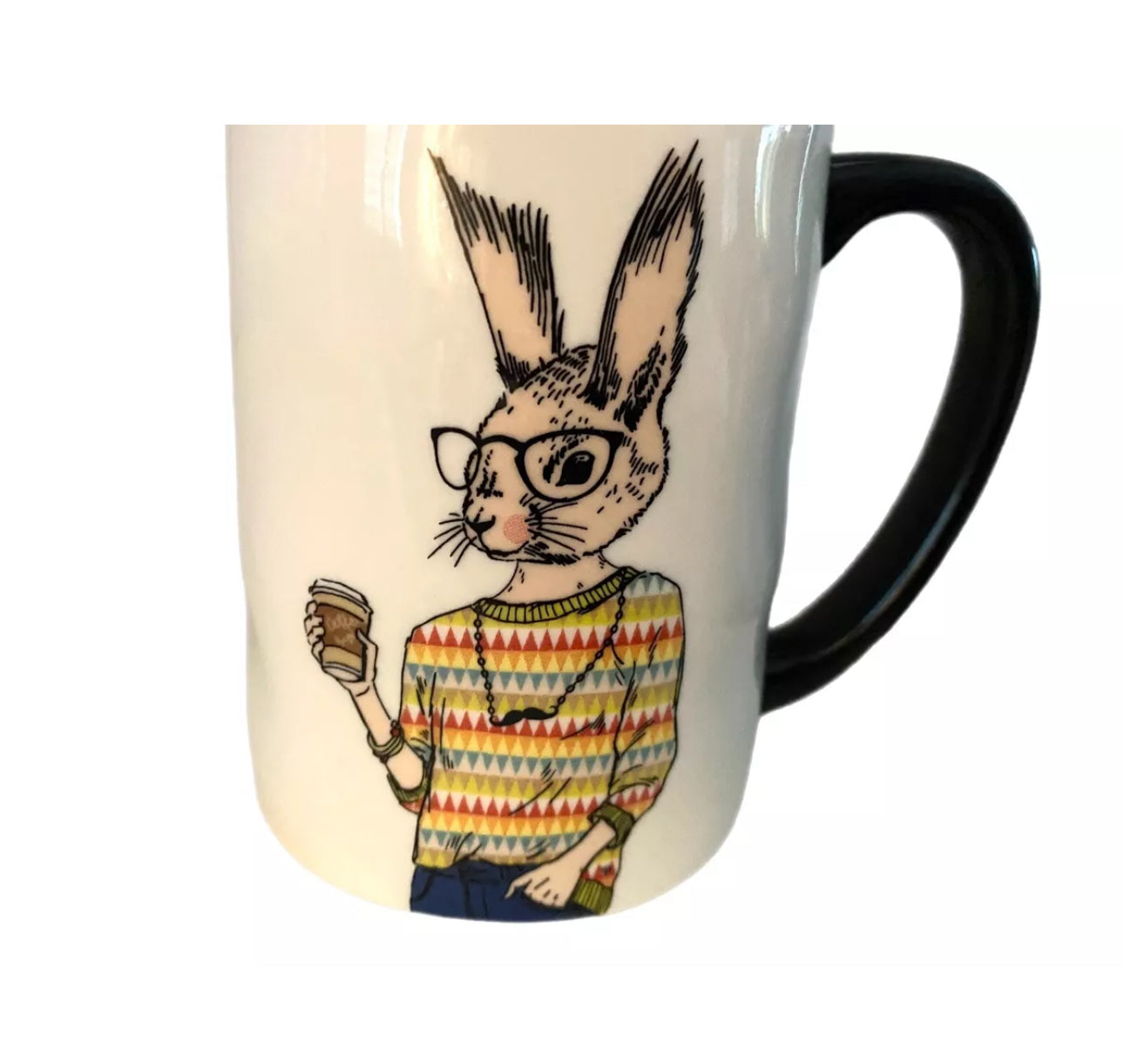 Signature Housewares Inc Hipster Ceramic Coffee Mug Bunny w/Latte