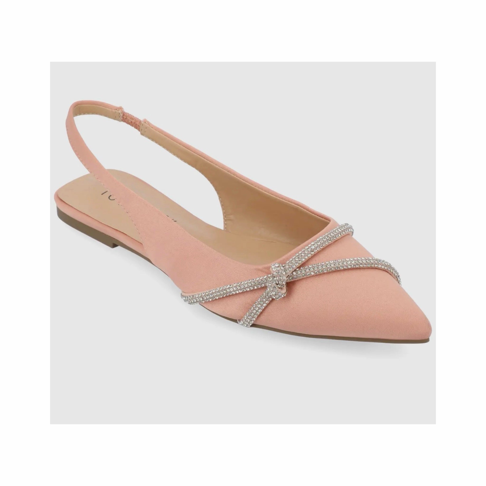 JOURNEE COLLECTION Rebbel Formal Slingback Flats Satin Sparkle in Rose