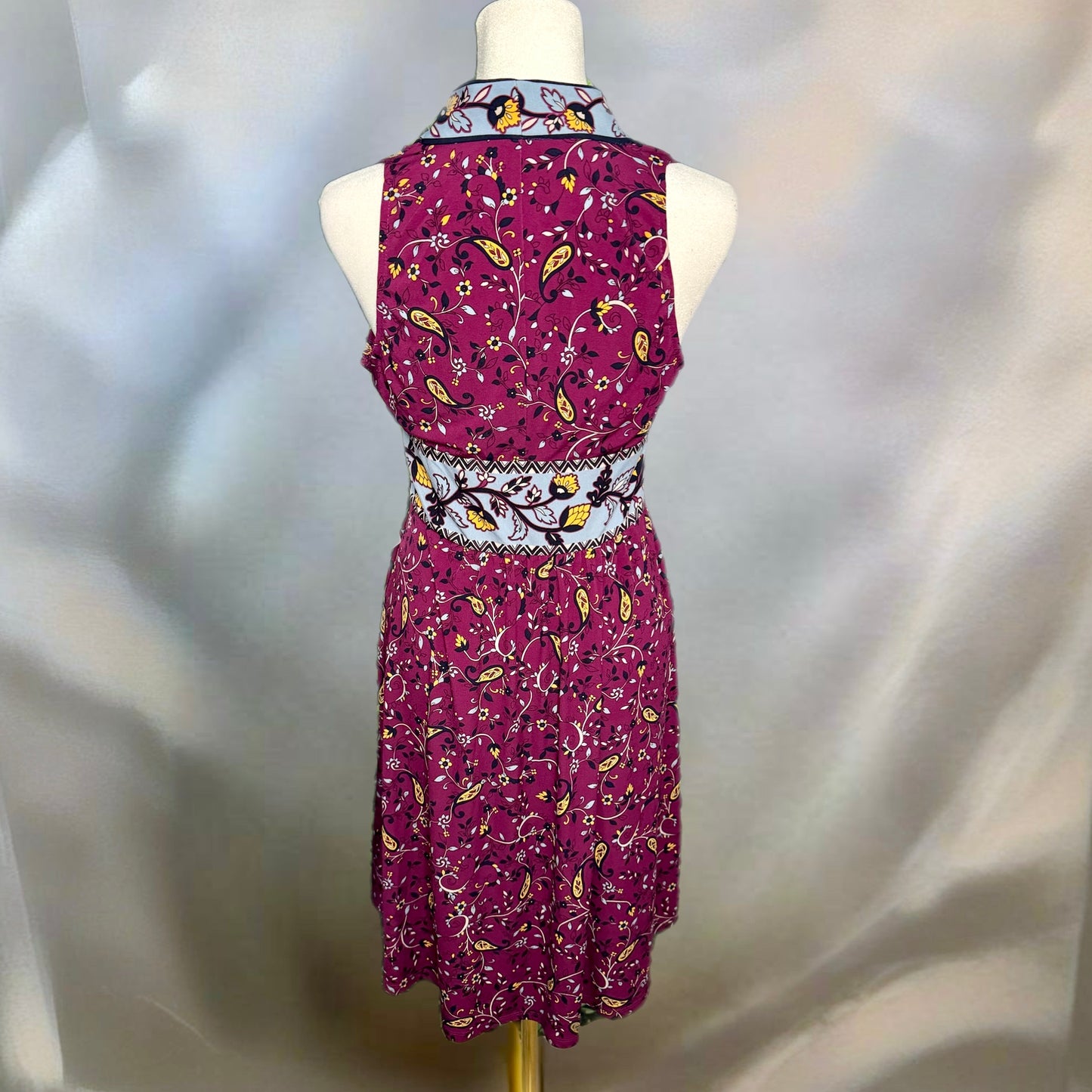 WISP STITCH FIX Exclusive Dress V Neck Floral Sleeveless Autumn Burgundy