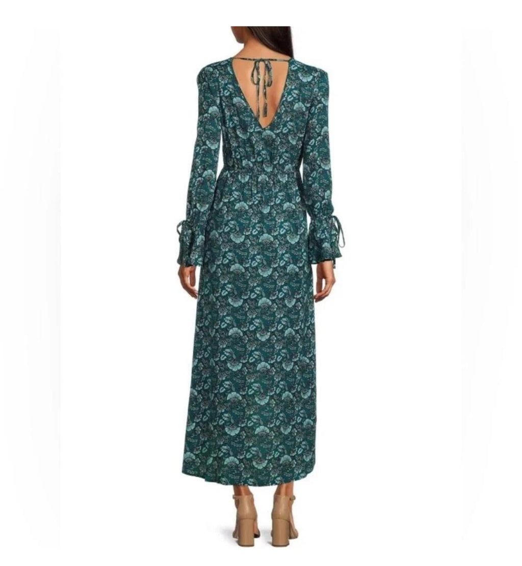 B.O.G. Collective Band Of The Free Jewel Teal Floral Wrap Maxi Dress