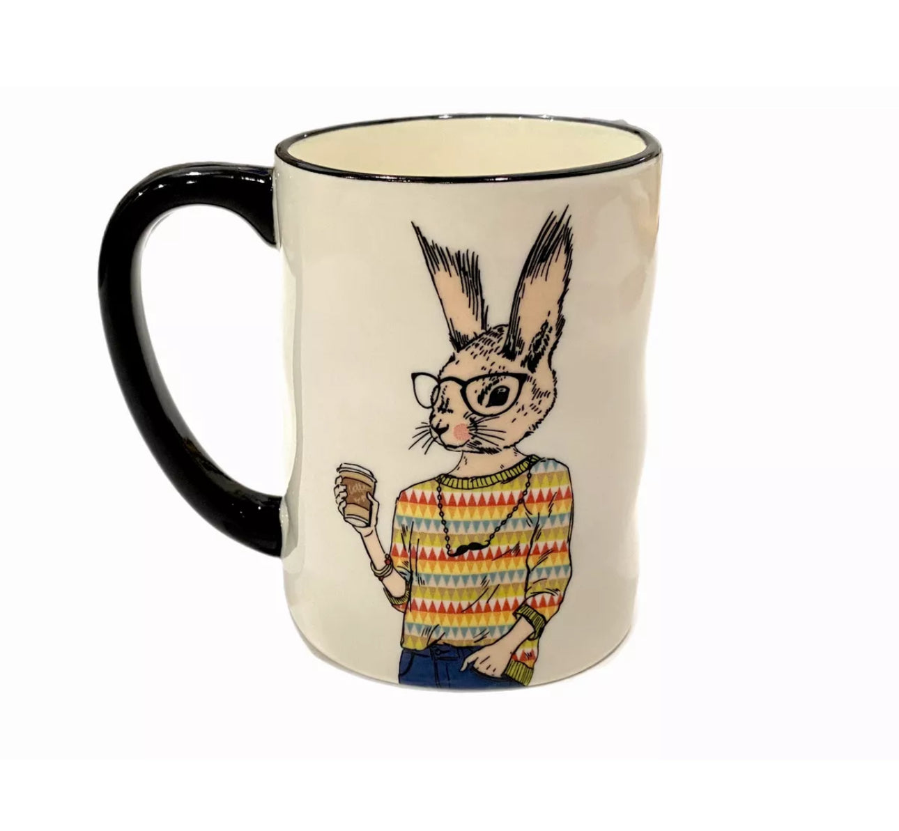 Signature Housewares Inc Hipster Ceramic Coffee Mug Bunny w/Latte