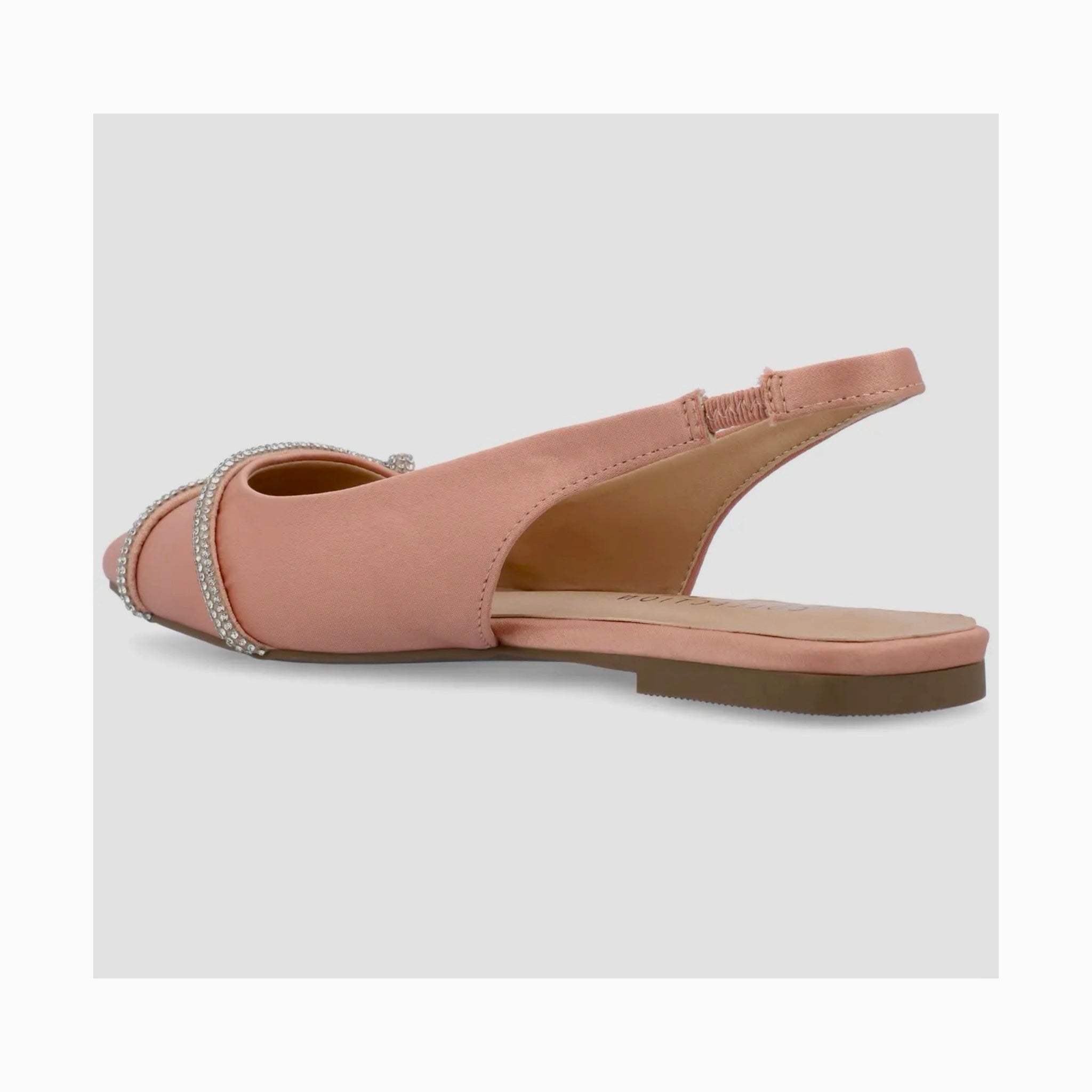 JOURNEE COLLECTION Rebbel Formal Slingback Flats Satin Sparkle in Rose