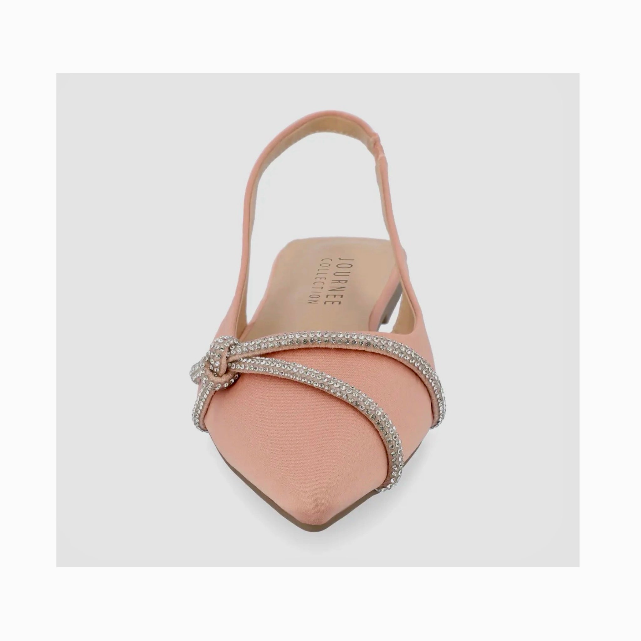 JOURNEE COLLECTION Rebbel Formal Slingback Flats Satin Sparkle in Rose