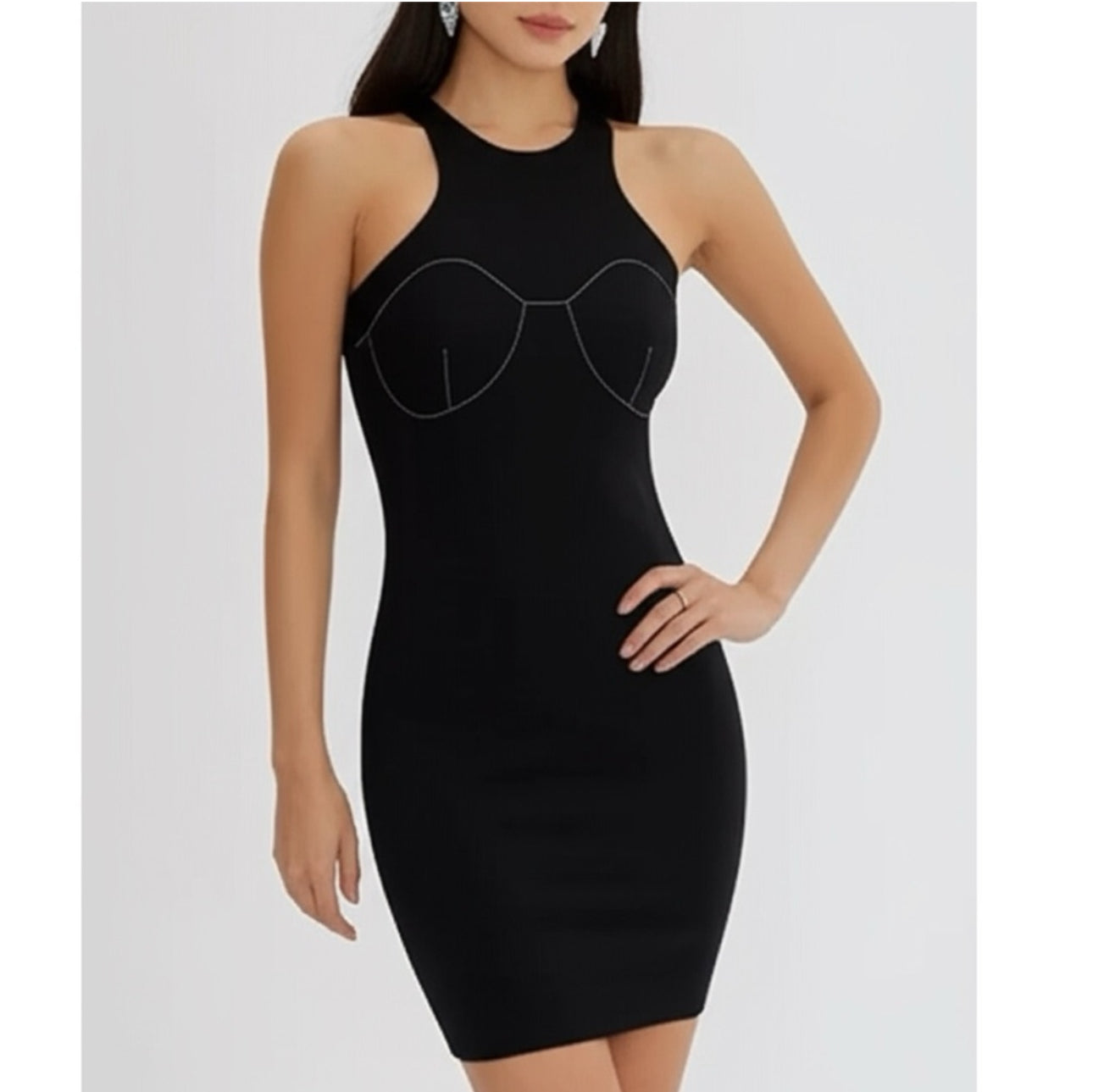 Nasty Gal Collection Women's
Contrast Stitch Racer Back Mini Dress in Black
