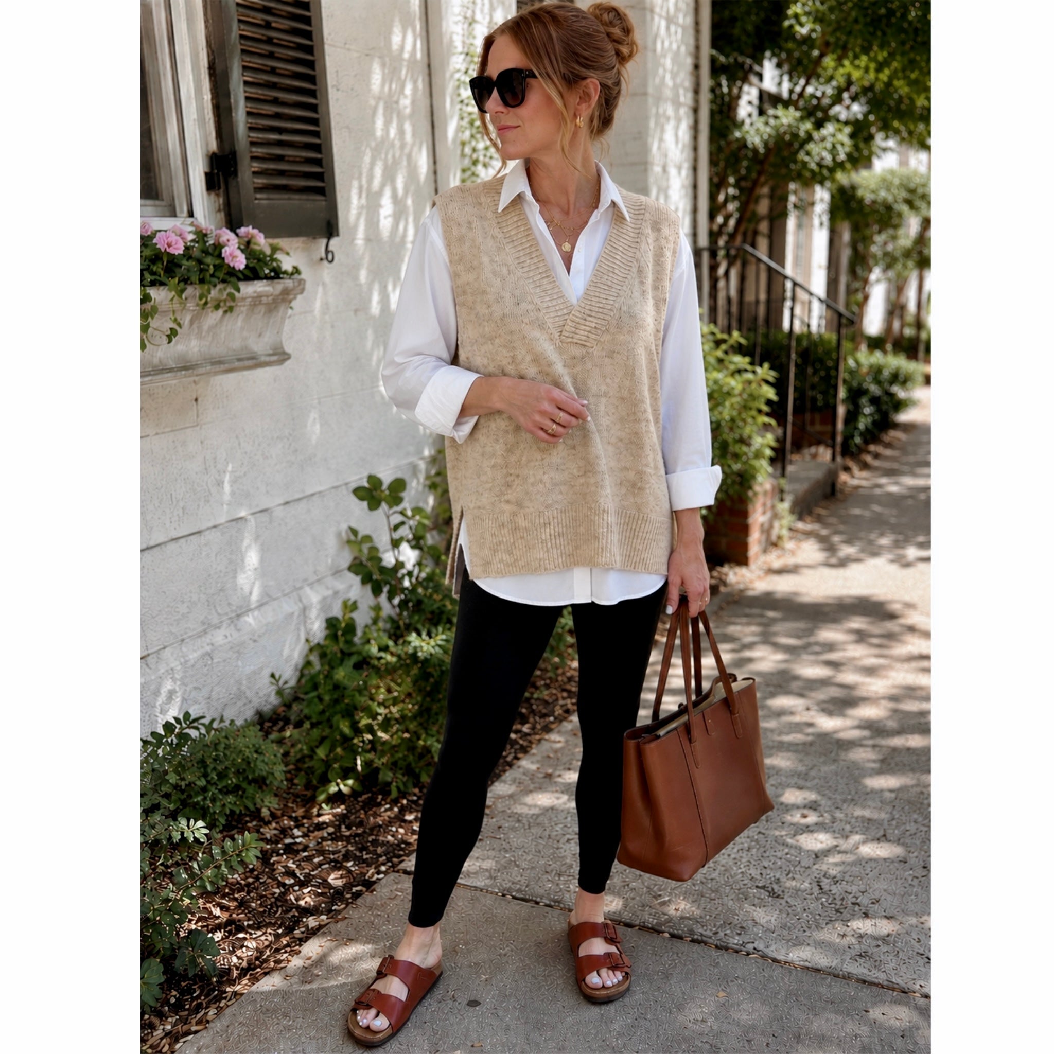 La Miel Oversized Soft Knit Preppy Lady Sweater Vest Wool Blend in Cream