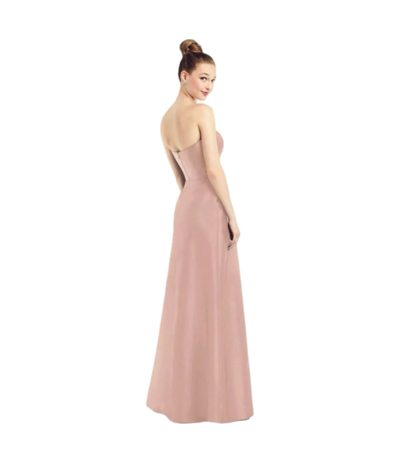 ALFRED SUNG D774 Formal Dress Long Gown Toasted Sugar Strapless Satin Twill