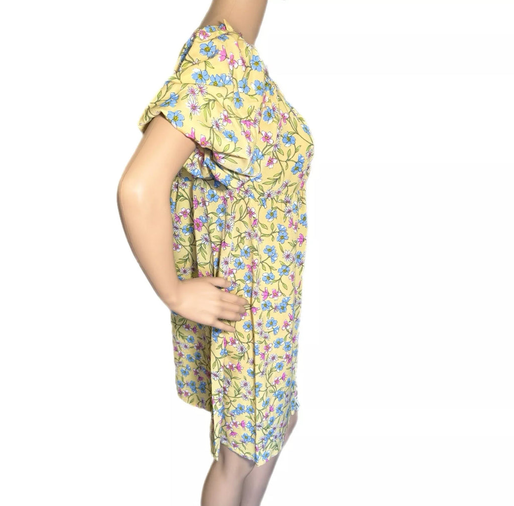 Emma & Michele Dress Cottage Chic Floral Puff Sleeve Sunshine Yellow