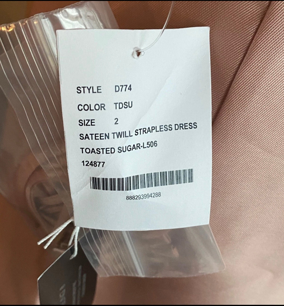ALFRED SUNG D774 Formal Dress Long Gown Toasted Sugar Strapless Satin Twill