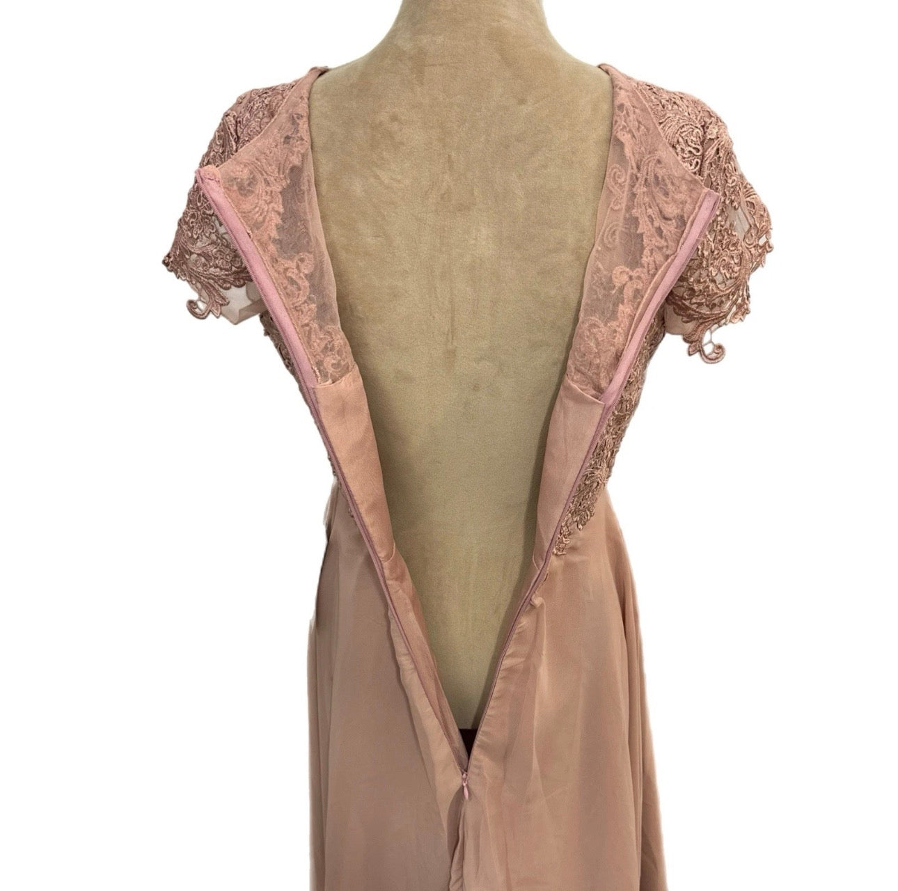 EAST COAST BELLA Mother Of The Bride Dress Chiffon Lace Pink Midi V Neck