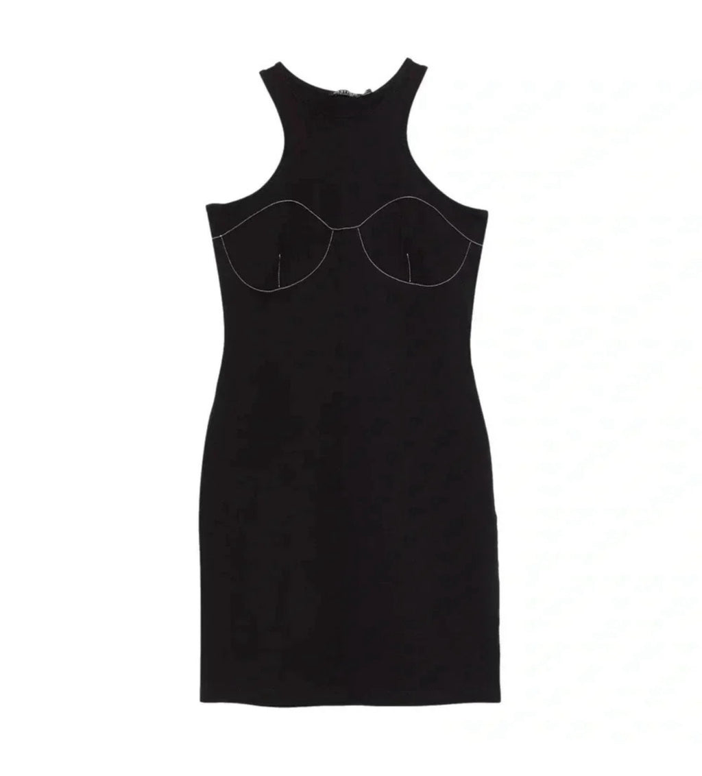 Nasty Gal Collection Women's
Contrast Stitch Racer Back Mini Dress in Black
