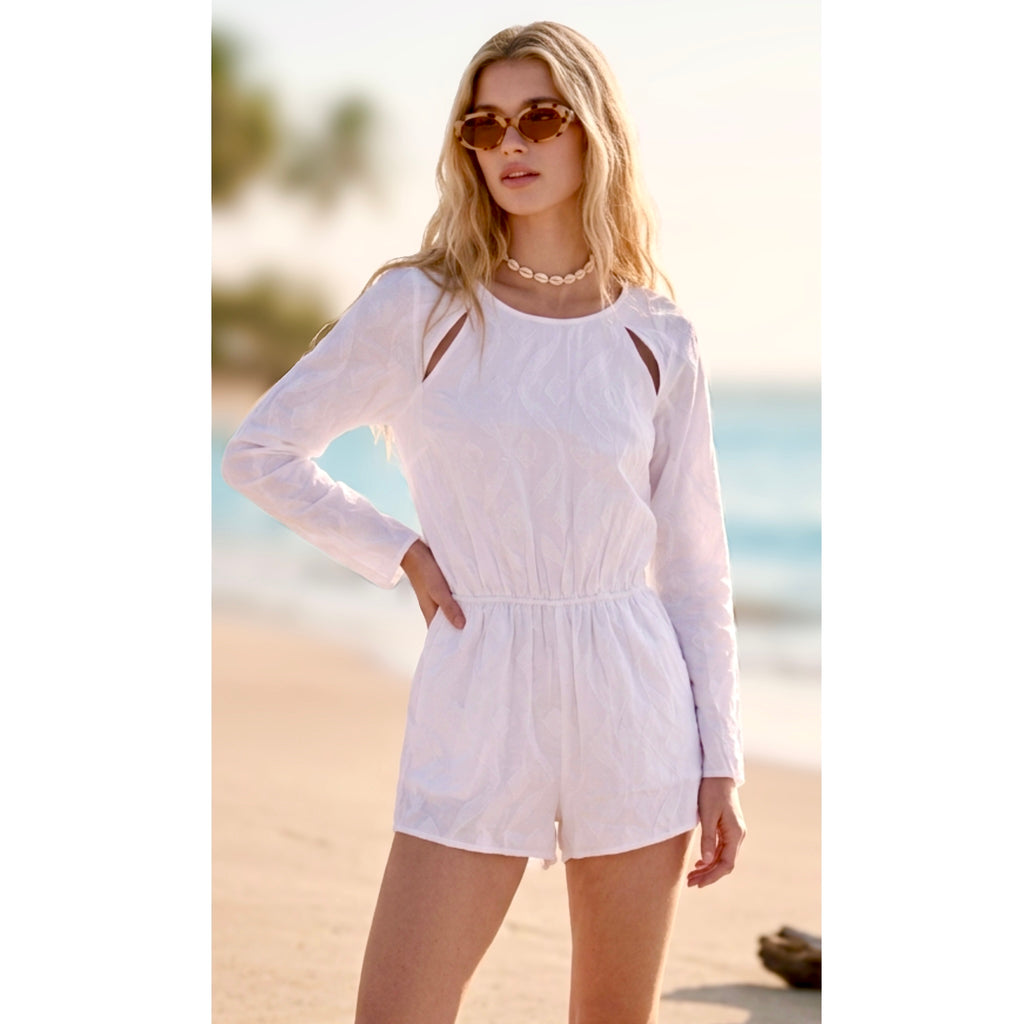 TAVIK Amour Romper Long Sleeve 100% Cotton in White