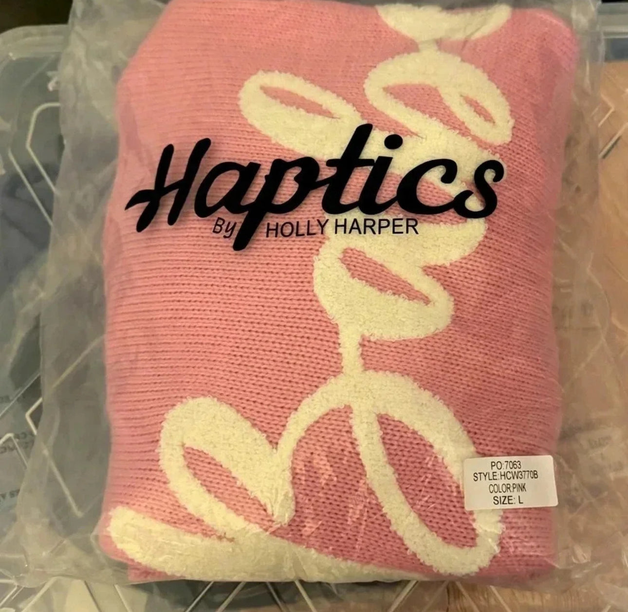 HAPTICS Pink "BABE" Embroidered Knit Oversized Sweater Large Only