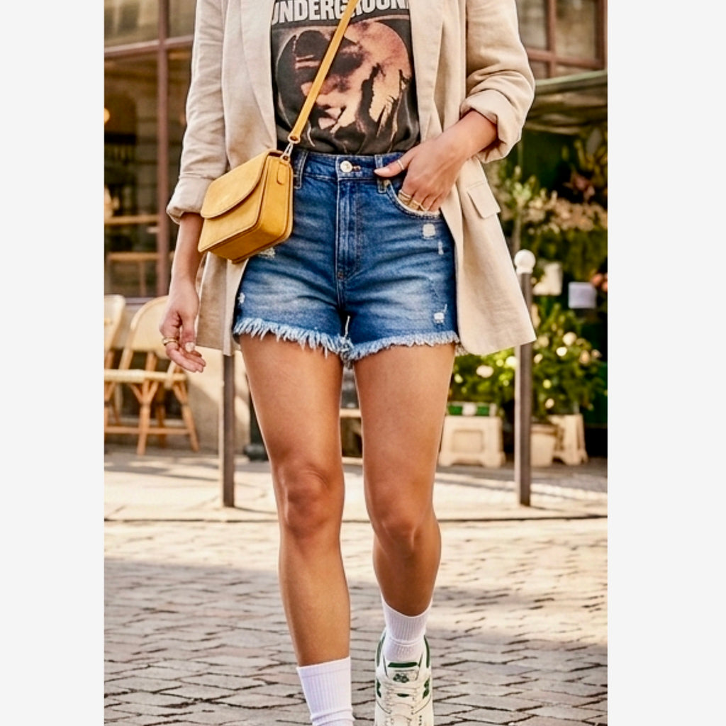 STS BLUE STITCH FIX Layne Jean Shorts Raw Hem High Rise Denim