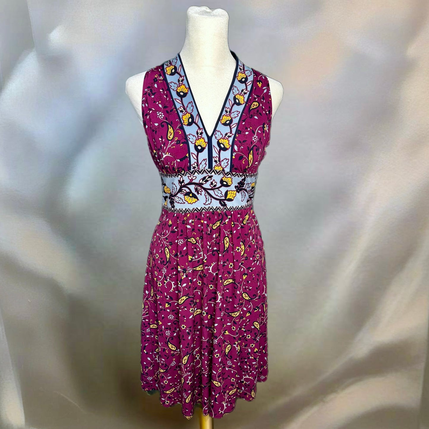 WISP STITCH FIX Exclusive Dress V Neck Floral Sleeveless Autumn Burgundy