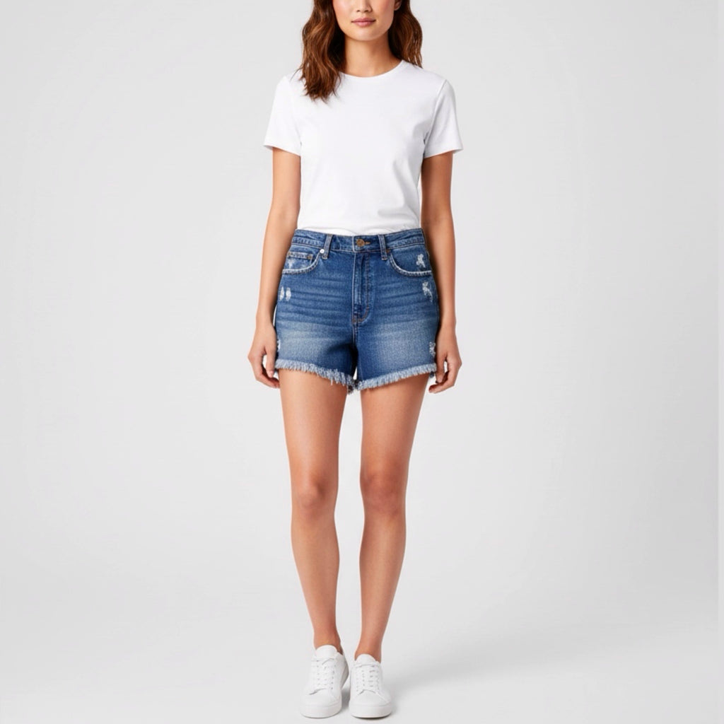 STS BLUE STITCH FIX Layne Jean Shorts Raw Hem High Rise Denim