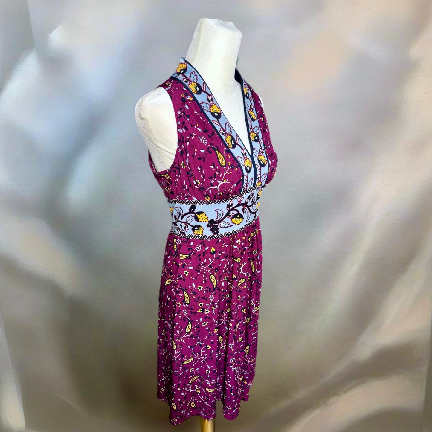 WISP STITCH FIX Exclusive Dress V Neck Floral Sleeveless Autumn Burgundy