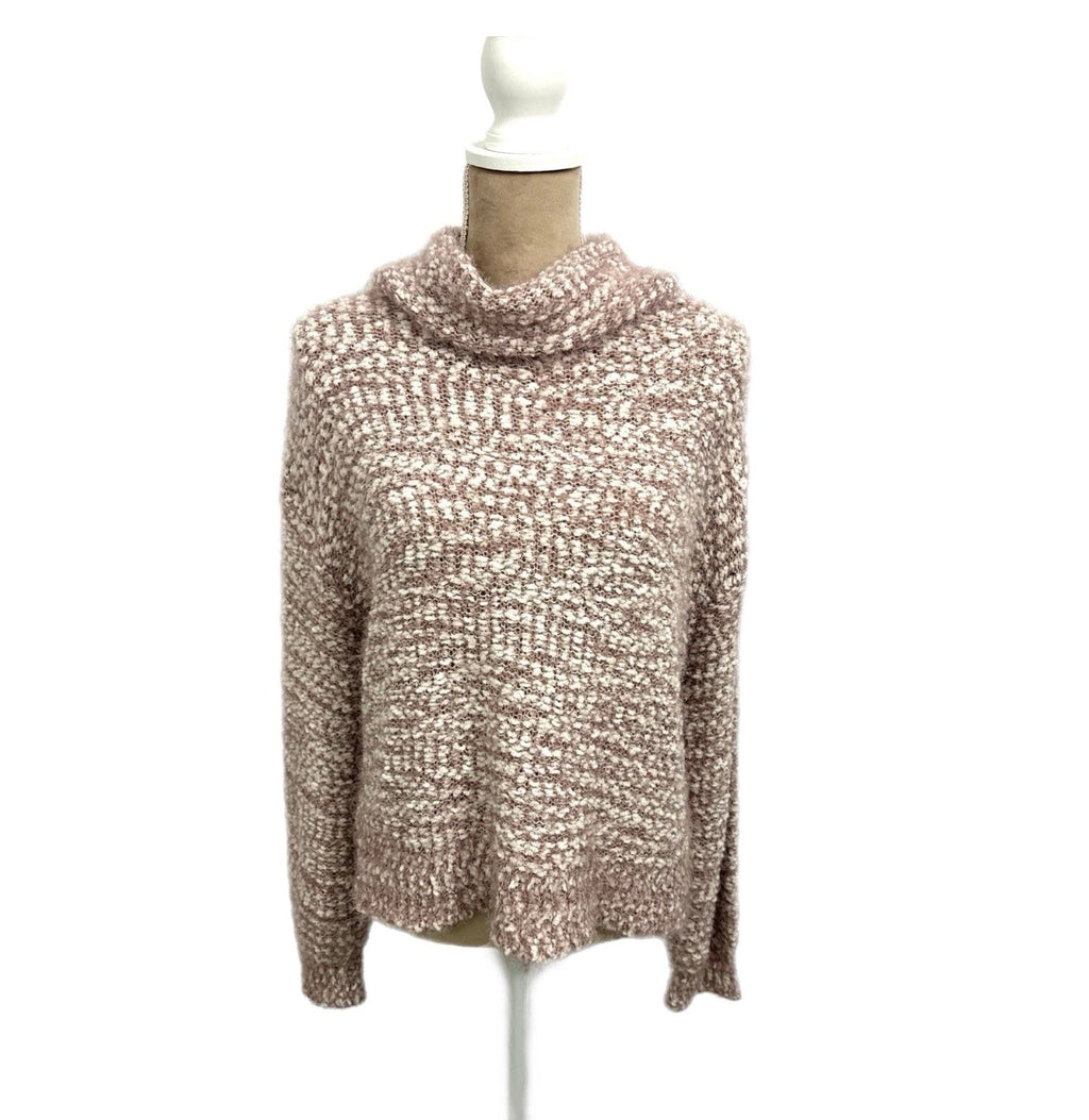 MORAL FIBER Sweater Mauve Chunky Preppy Open Knit Soft Turtle Neck