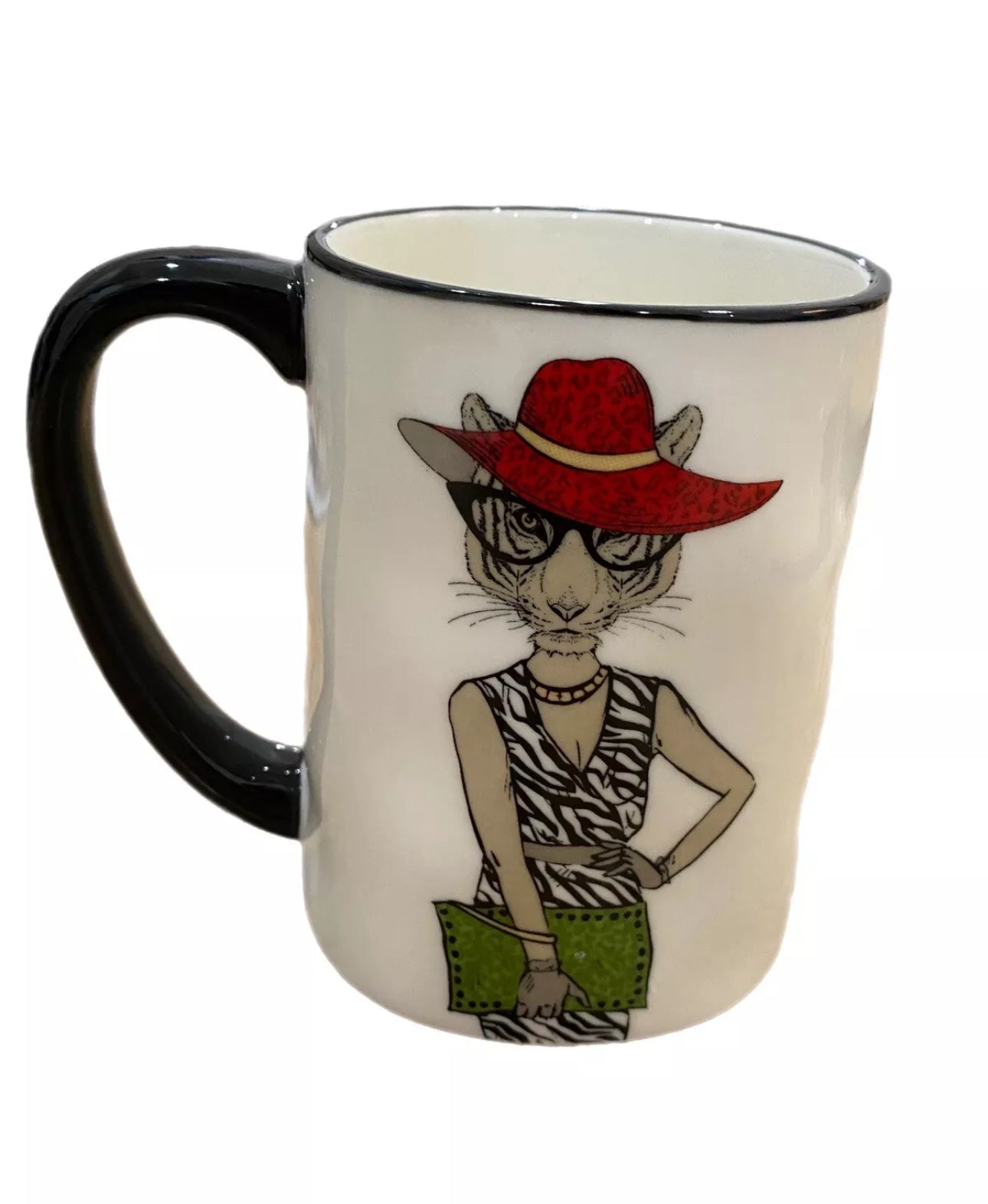 SIGNATURE HOMEWARES INC Hipster Tiger Fashionista Ceramic Mug