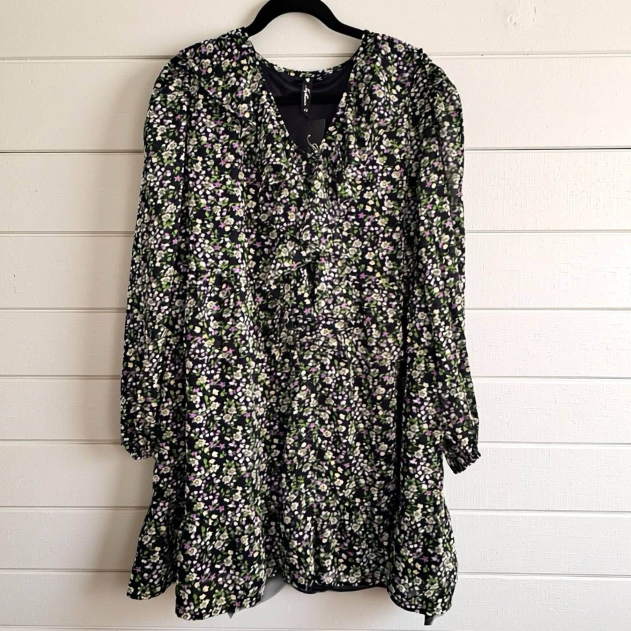 Influence Chiffon Floral Dress Garden Fairy Flowy Mini Long Sleeve