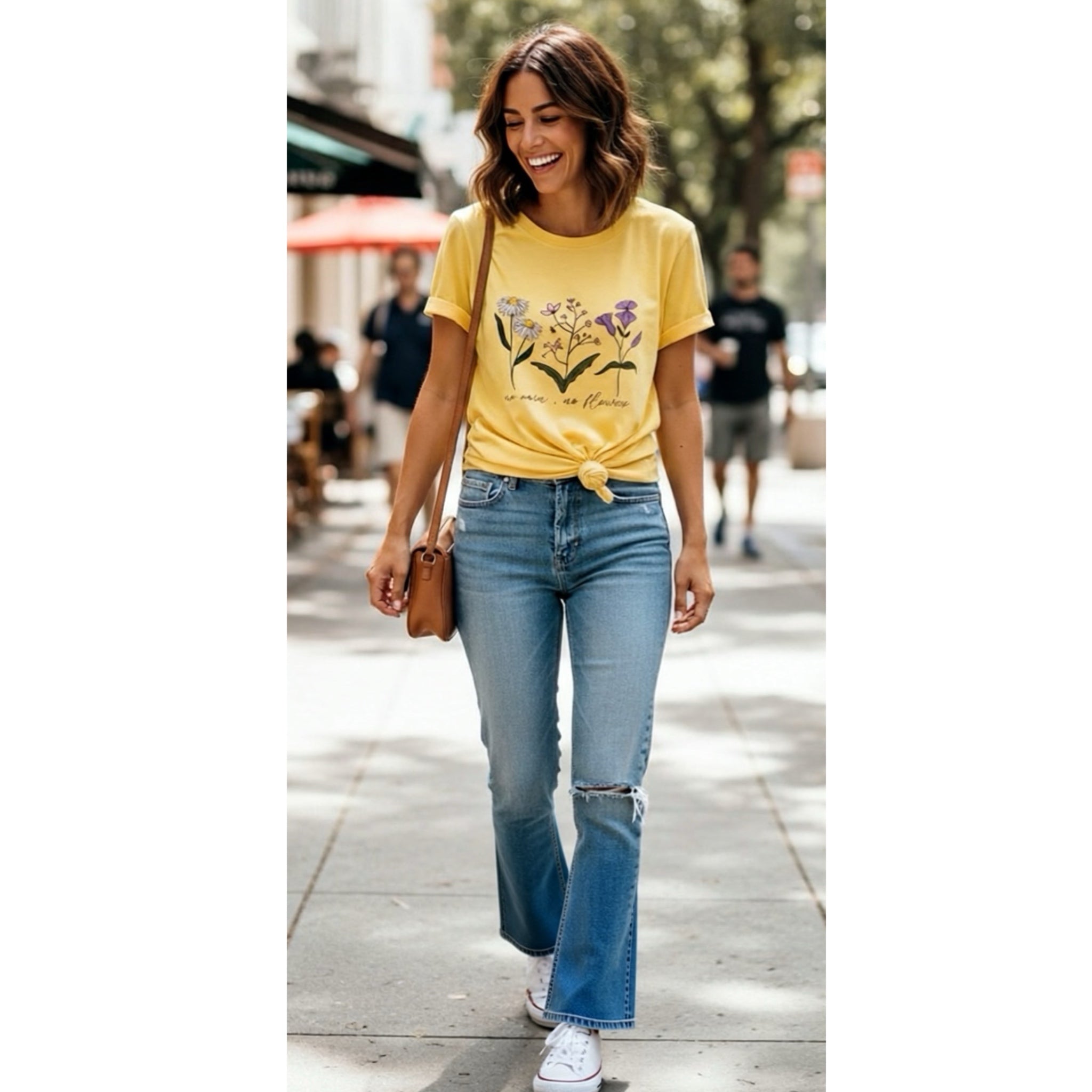 No Rain, No Flowers Women’s Graphic T Shirt Fitted Vintage Style Tee