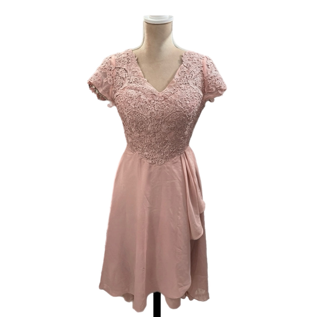 EAST COAST BELLA Mother Of The Bride Dress Chiffon Lace Pink Midi V Neck