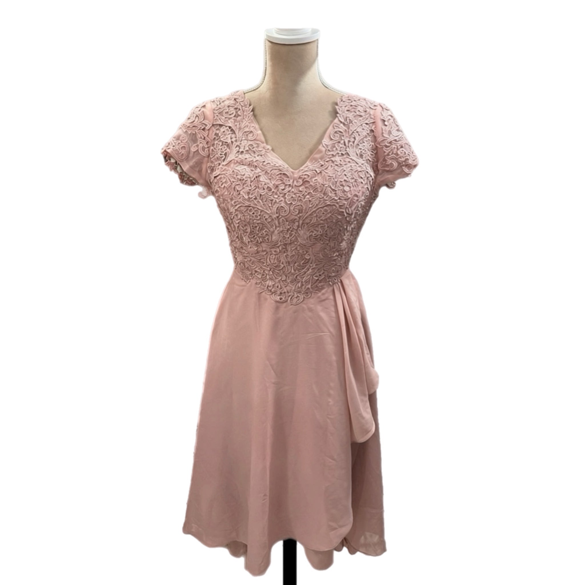 EAST COAST BELLA Mother Of The Bride Dress Chiffon Lace Pink Midi V Neck
