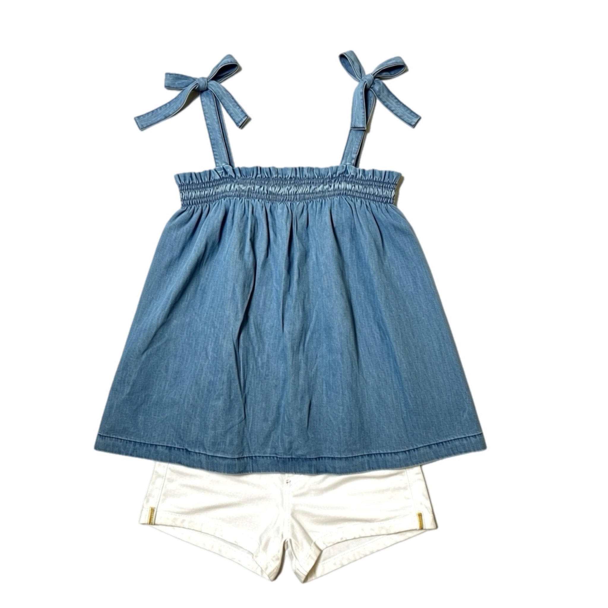 Tommy Hilfiger Chambray Shoulder-Tie Top Light in Benson Blue