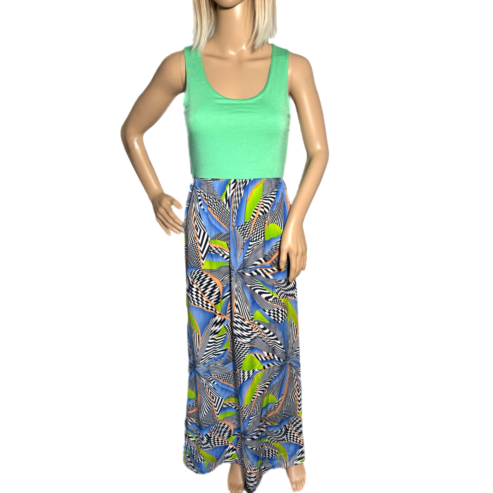 TYCHE Tropical Getaway Color Block Sleeveless Maxi Dress in Mint