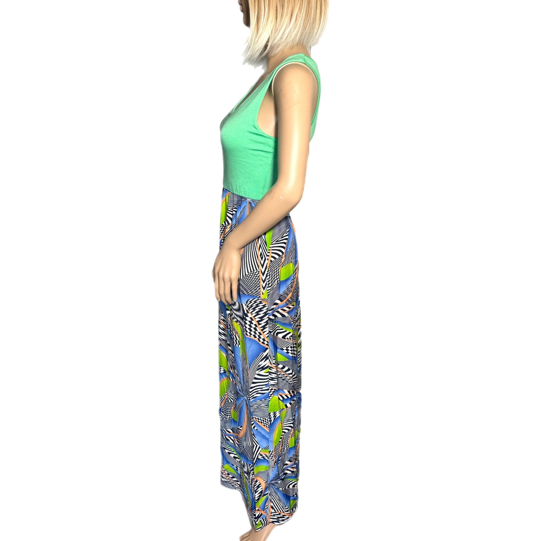 TYCHE Tropical Getaway Color Block Sleeveless Maxi Dress in Mint
