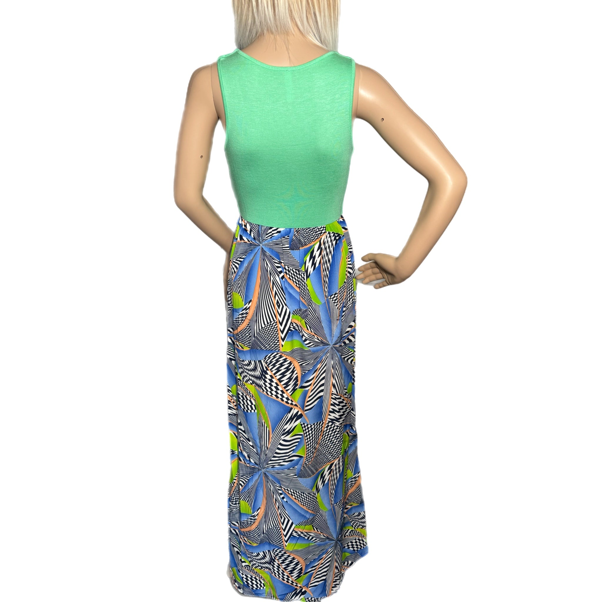 TYCHE Tropical Getaway Color Block Sleeveless Maxi Dress in Mint