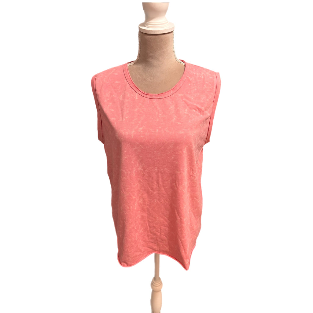 Daisy Rae 90s Style Mineral Wash Sleeveless Muscle Tank Raw Hem Pink