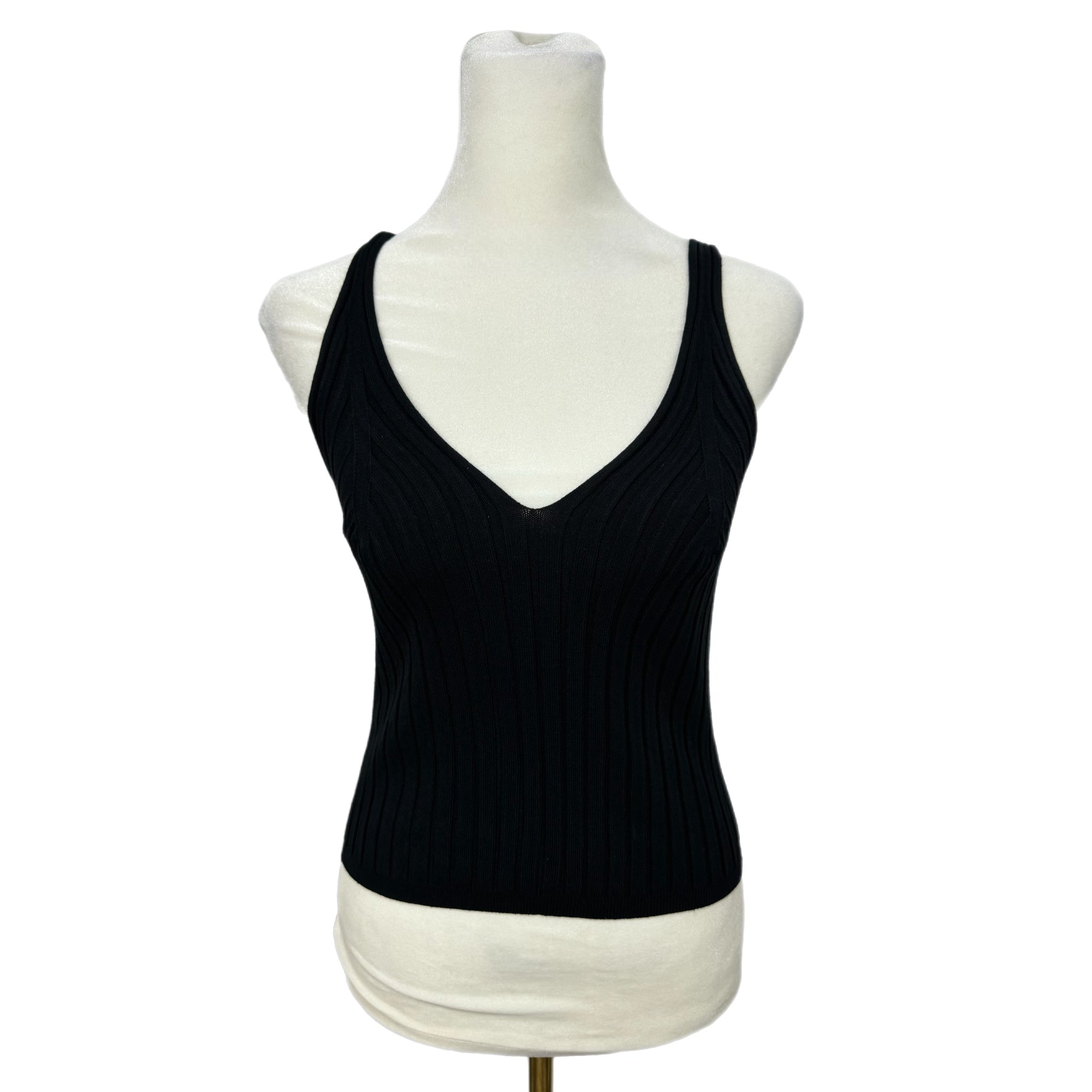 She + Sky Ribbed Knit Lightweight Sweater Tank Top V Neck