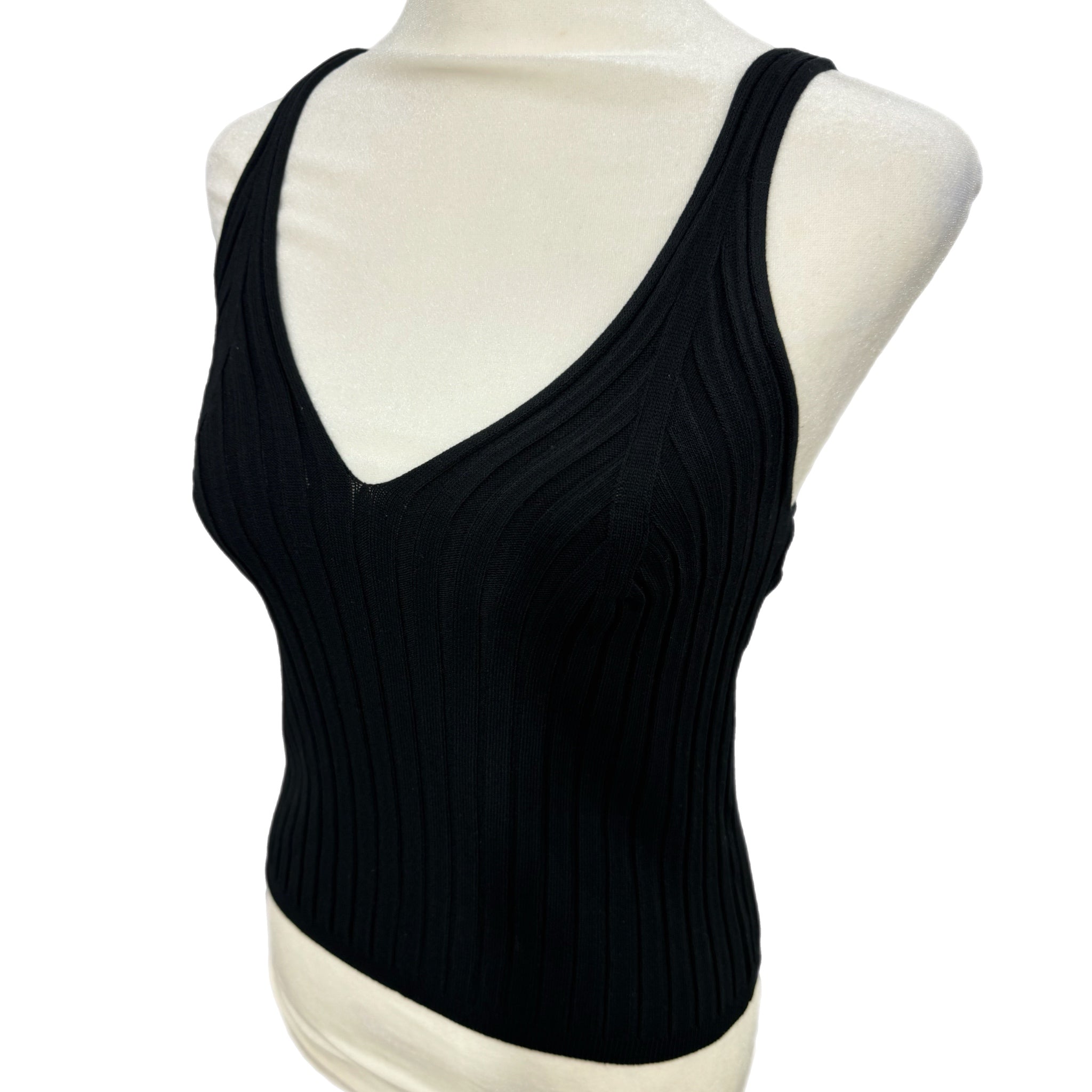She + Sky Ribbed Knit Lightweight Sweater Tank Top V Neck