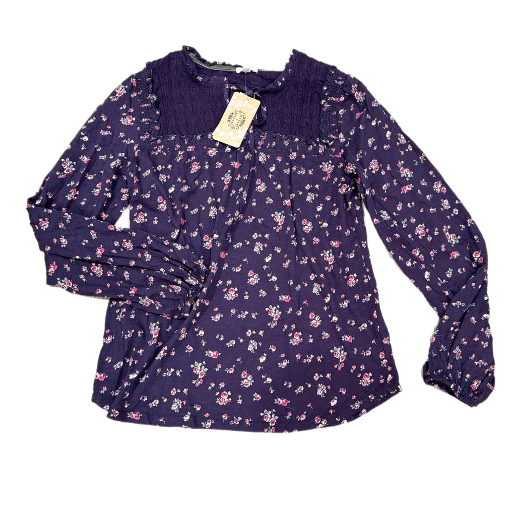 Mason & Belle Stitch Fix Plum Floral Top Cotton Blend Boutique Blouse