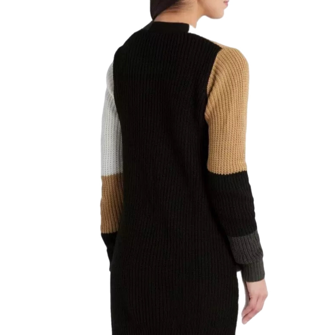Fortune & Ivy Stitch Fix Beige Black Colorblock Cardigan Sweater