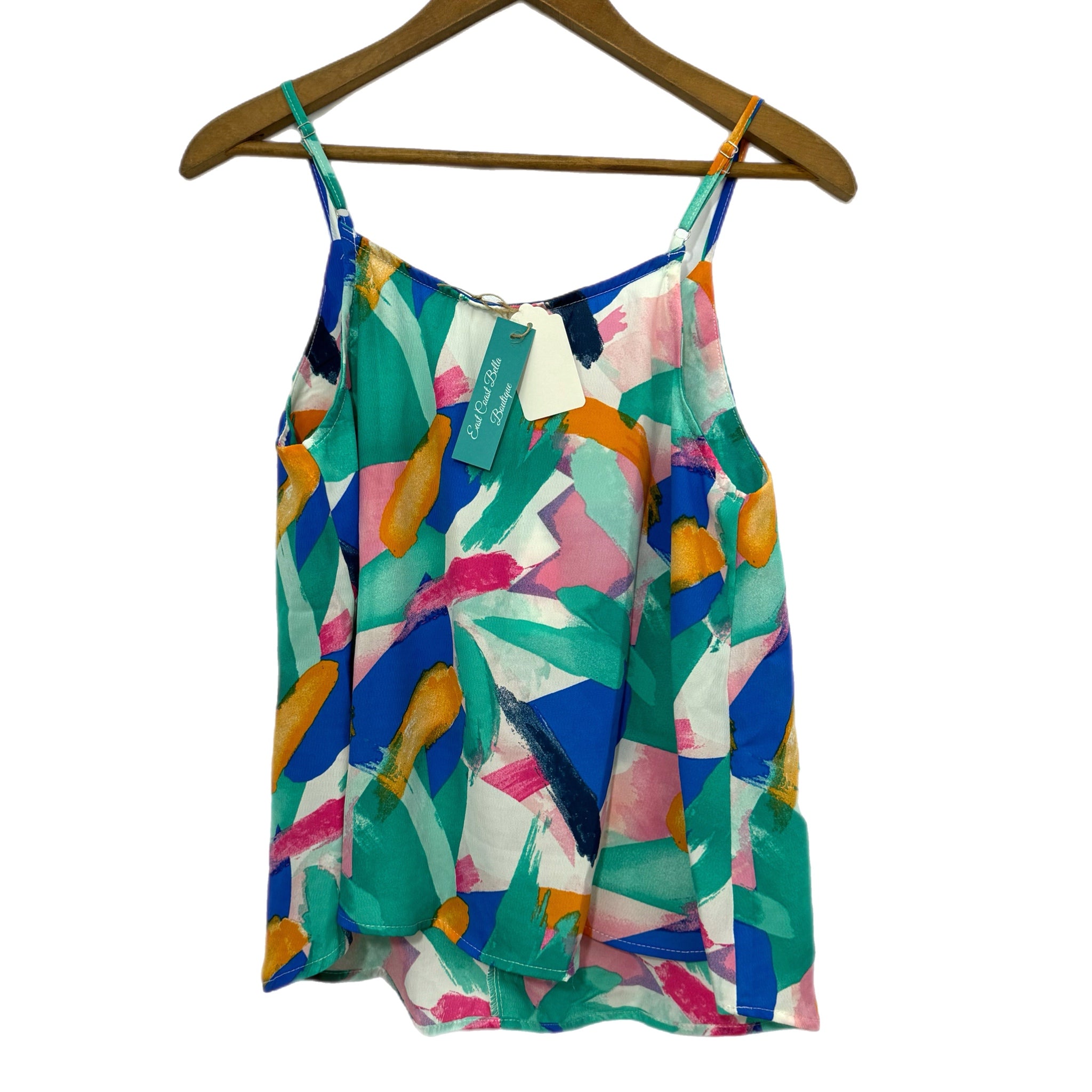 MINE Multicolor Paint Brush
Button Detail Sleeveless Top Cami Blouse