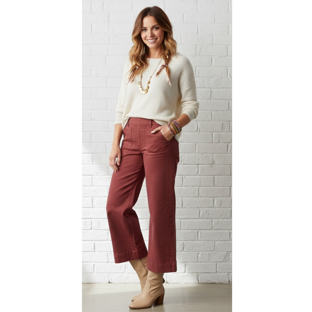 COSMIC BLUE LOVE KATYA PULL ON TROUSER Wide Leg High Rise in Paprika