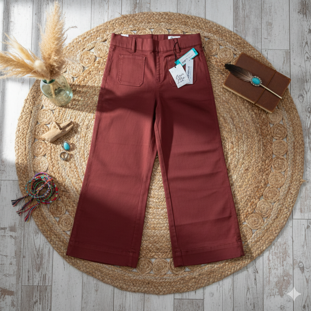 COSMIC BLUE LOVE KATYA PULL ON TROUSER Wide Leg High Rise in Paprika