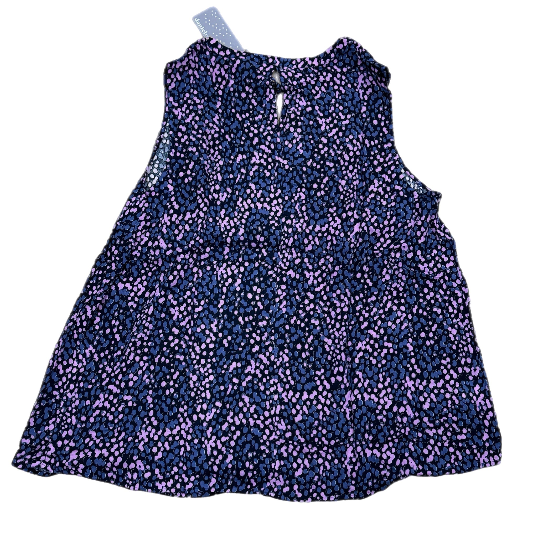 DANIEL RAIN STITCH FIX Floral Sleeveless Blouse Purple Split Neck Top