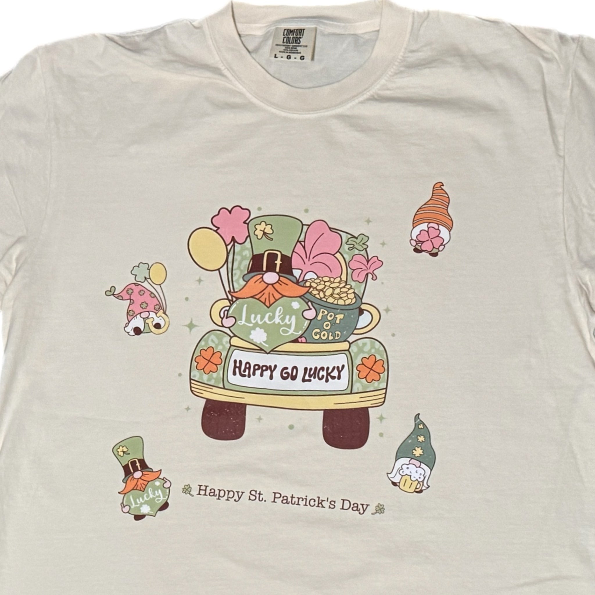 St. Patrick’s Day Gnomes Truck T-Shirt Boho Lucky Graphic Tee Vintage Style