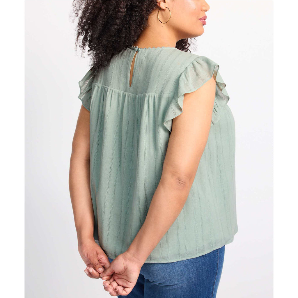 Daniel Rainn Raegan Lace Detail Blouse Womens 100% Cotton Top in Sage