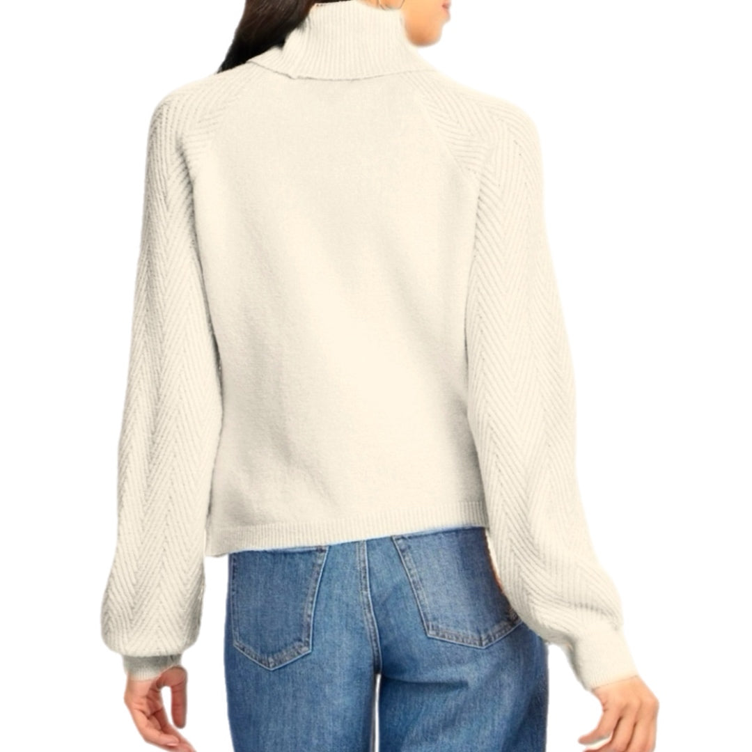 Love Ellie Long Sleeve Cream Turtleneck Knit Sweater Trendy Fit