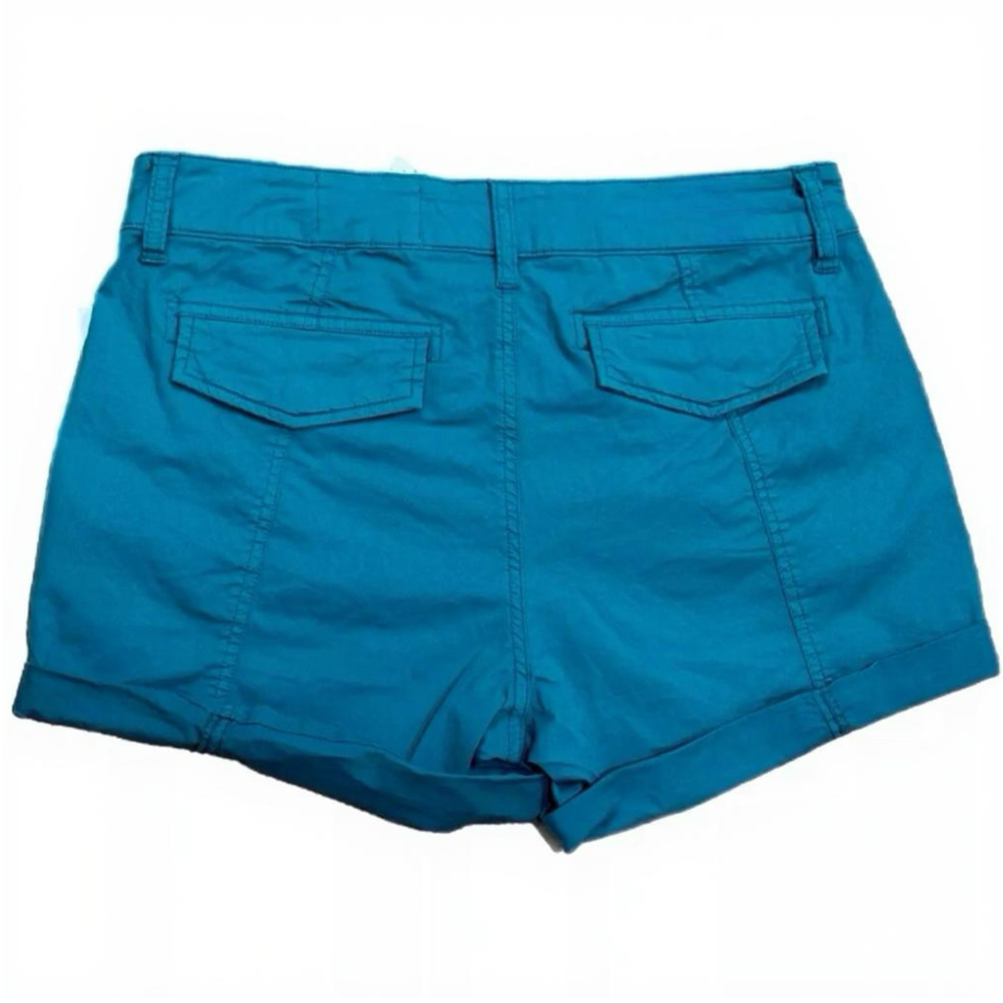Cosmic Blue Love Ocean Blue Rolled Hem Shorts Mid Rise