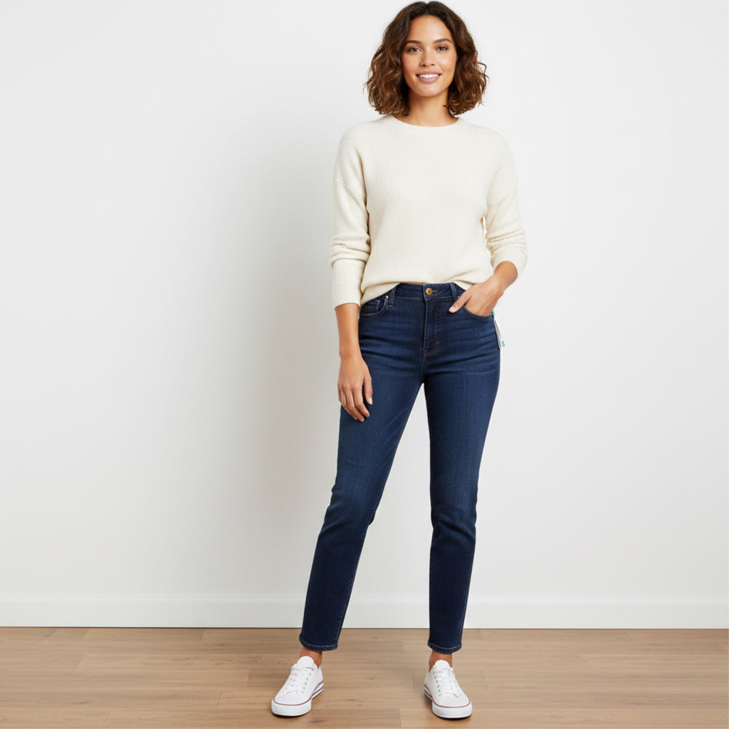 STS BLUE Drew High Rise Straight Leg Jeans Dark Wash Stretchy Denim