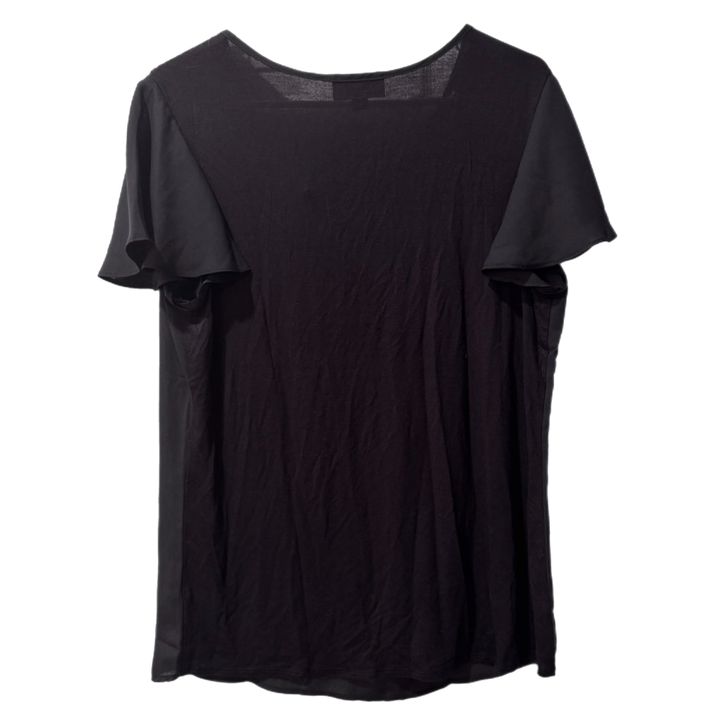FORTUNE + IVY Stitch Fix Livey Blouse Black Flutter Sleeve Button Front Top