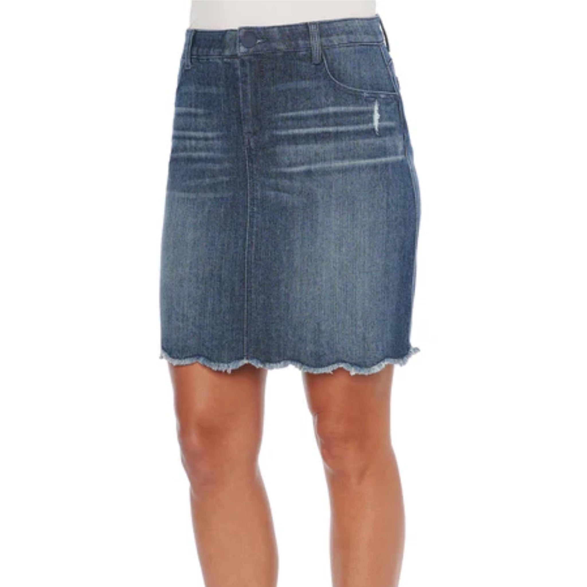 Democracy Ab Solution Scallop Raw Hem Denim Pencil Jean Skirt